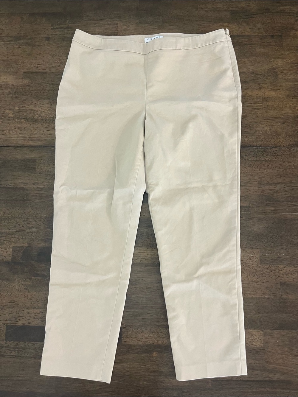 Chaus New York Beige Straight-Leg Womens Pants Sz 14 Business Career Work Office - Picture 2 of 5